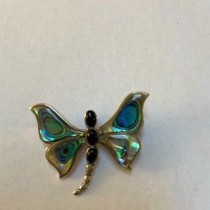 Sterling abalone butterfly pendant/pin